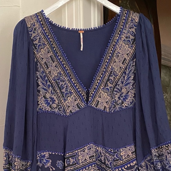 Free People | My Love Navy Floral Gauze Mini Dress - Picture 7 of 15